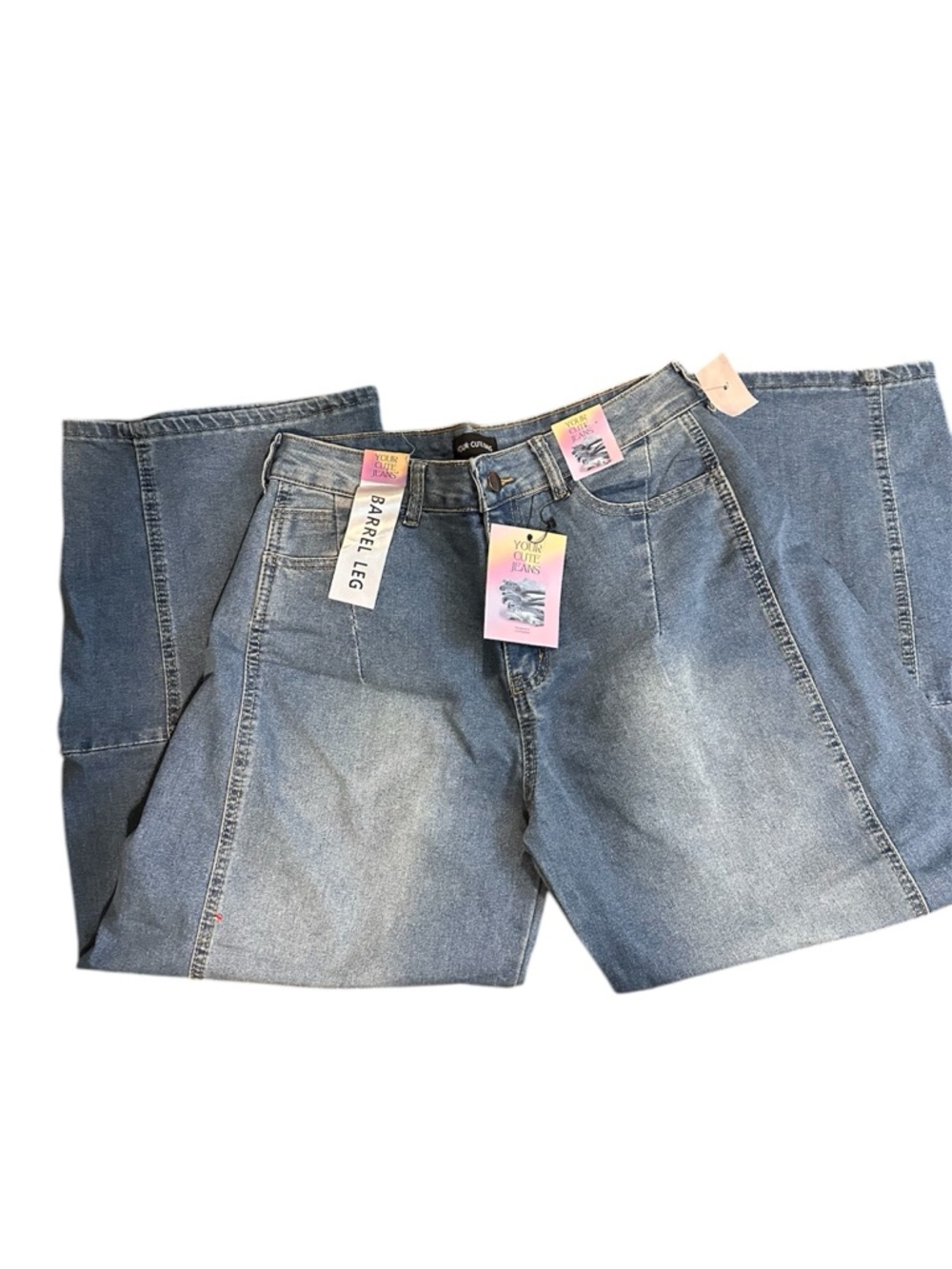 Barrel Leg Wide-Leg Jeans in Medium Blue - Picture 4 of 4